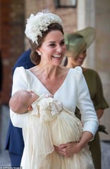 Kate at Christening of Prince Louis, headband by Juliette Botteril