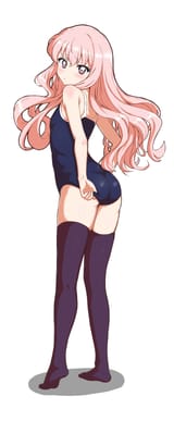 lolibooru 690759 adjusting_clothes adjusting_swimsuit hair_between_eyes looking_at_viewer louise_francoise_le_blanc_de_la_valliere simple_background zero_no_tsukaima