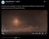 During a drone attack on Sochi, a Russian air defense missile lost its target and veered off toward the city. 24-07-2025 HD