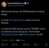 tucker carson vs donaldjr and charlie kirk 2028 potus