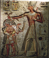 Ramses-ii-relief-from-memphis2, capturing a nubian lybian and syrian