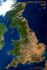 Britain from satellite during the heatwaves of 2022