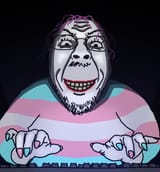 Soyjak Troonjak evil grin typing