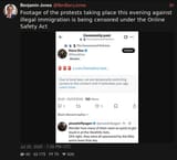 Screenshot 2025-07-25 at 23-06-03 Benjamin Jones (@BenBarryJones) Footage of the protests taking place this evening against illegal immigration is being censored under the Online Safety Act XCancel
