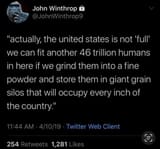 Actually the United States is not full