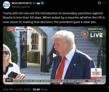 Trump did not rule out the introduction of secondary sanctions against Russia in less than 50 days. 25-07-2025 reporter whether the US is now closer HD