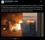 Russia launched another massive overnight attack on Ukraine. In Dnipro, a residential building was hit—one killed, several injured, fire broke out 26-07-2025