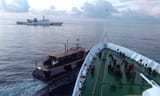 A Philippine vessel approaches a China Coast Guard vessel in a dangerous manner and leads to a bump in waters off China&#039;s Ren&#039;ai Reef in the Nansha Islands in the South China Sea on October 22, 2023