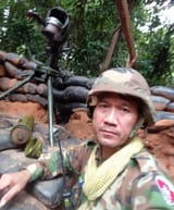 Cambodian soldier on Thai border