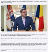 Serbia is ready to support sanctions against Russia if there are guarantees of EU membership