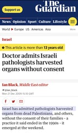israel harvested organs from palestinians