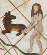 white man with a dog