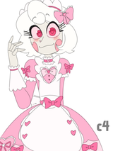 3120 - 1girl _3 artist_c4i0 blushing bow character_shortcake choker colored full_face_blush heart_shaped_pupils joints looking_at_viewer nandroid no_background pink_eyes pink_theme smiling text unique_eye_color unique_outfit