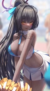 yande.re 1082772 angel blue_archive cheerleader cosplay kakudate_karin nekozuka_hibiki no_bra silver_bullet_(ecc12_8) tattoo wet