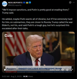 We’ll impose sanctions, and Putin is pretty good at evading them,&#039; Trump said 02-08-2025 He added, maybe Putin wants all of Ukraine, but it’ll be extremely hard for him HD