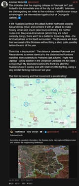 Screenshot 2025-08-02 at 08-52-50 Armchair Warlord (@ArmchairW) This indicates that the ongoing collapse in Pokrovsk isn&#039;t just limited to the immediate area of the city but that AFU defenses are disintegrating ten miles to the northeast