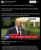 President Trump on the nuclear submarines to be deployed 01-08-2025 &#039;He [Medvedev] was talking about nuclear. we have to be prepared&#039; HD