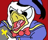 Donald Duck waving a bible mspaint