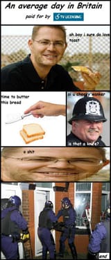 An average day in Britain oi u cheeky wanker is that a knife