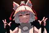 AI Awoo with a small kot on her head