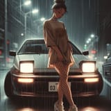 car meet rain pose