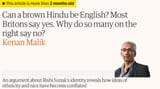 Can a brown Hindu be English Most Britons say yes. Why do so many on the right say no Kenan Malik The Guardian