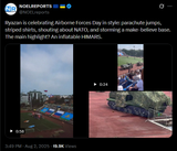 Ryazan is celebrating Airborne Forces Day in style, parachute jumps, striped shirts, shouting about NATO 02-08-2025 An inflatable HIMARS