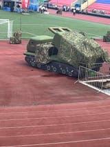 Ryazan is celebrating Airborne Forces Day in style, parachute jumps, striped shirts, shouting about NATO 02-08-2025 An inflatable HIMARS P1