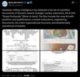 Ukrainian military intelligence has obtained a full set of classified documents on Russia’s newest strategic nuclear submarine, the K-555 &#039;Knyaz Pozharsky&#039; 03-08-2025