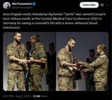 Azov Brigade medic Volodymyr Ryzhenko &#039;Sprite&#039; was named Europe’s best military medic at the Combat Medical Care Conference 2025 in Germany 02-08-2025