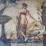 Unknown artist (Roman 2nd-3rd c.) Leda and the swan - mosaic late 2nd c.-early 3rd c. [from the Sanctuary of Aphrodite in Old Paphos, Cyprus] (w.b.)