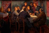 V.I. Lenin in an illegal workers circle, painting by A.V. Moravov, 1937