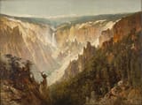 Thomas Hill (Birmingham, Warwickshire, England, U.K. 1829-1908 Raymond, California, U.S.A.) The Grand Canyon of the Yellowstone - Oil on canvas c.1884-min