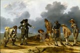 Adam Willaerts (London, Kingdom of England 1577-1664 Utrecht, Lordship of Utrecht, Dutch Republic) and Jacob Duck (Utrecht, Lordship of Utrecht, Dutch Republic c.1598-1667 ibidem) The Game of Skittles - Oil on oak panel c.1640-min