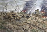 Giuseppe Rava (Faenza 1963-) Afrika Korps attacking the Americans at Kaisserine Pass - gouache 2008 [German-Italian victory, 19-24 Febr. 1943]