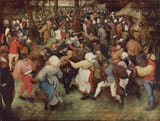 Pieter Bruegel the Elder (Breda, Duchy of Brabant, H.R.E. c.1525-1569 Brussels, Duchy of Brabant, H.R.E.) The Wedding Dance - Oil on wood 1566-min