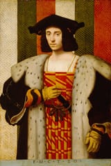 Bernardino de Conti (Castelseprio, Duchy of Milan 1470-1523 Pavia, Duchy of Milan) Gentleman of the Trivulzio Family - Oil on wood-min
