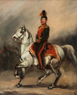 Piotr Michałowski (Kraków, Kingdom of Galicia and Lodomeria, H.M. 1800-1855 Krzysztoforzycach, Kraków Co., K. of Galicia and Lodomeria, Empire of Austria) Austrian hussar on horseback, portrait of Eustachy Dunin-Wąsowicz - Oil on canvas c.1840-min