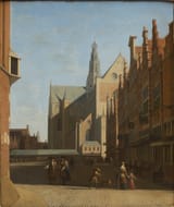 Gerrit Adriaenszoon Berckheyde (Haarlem, County of Holland, Dutch Republic 1638-1698 Ibidem) View of the Grote Kerk in Haarlem - Oil on Canvas 1695-min