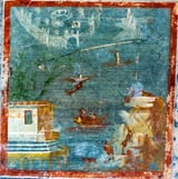 Unknown artist (Roman 1st c. AD) Fall of Icarus - fresco c.50-75 AD [cut from a wall in Pompeii in the 19th c., archaeological context lost] (w.b.)