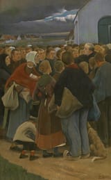 Eugène Laermans (Molenbeek-Saint-Jean, Province of Brabant, Kingdom of Belgium 1864-1940 Brussels, Kingdom of Belgium) Afscheid (Parting, Right part of the Emigrants Triptych) - Olieverf op doek 1896-min