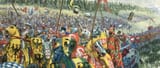 Giuseppe Rava (Faenza 1963-) Swiss ambushing the Austrians at Morgarten - gouache 2016 [Swiss victory, 15 Nov. 1315]