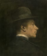 Eugène Laermans (Molenbeek-Saint-Jean, Province of Brabant, Kingdom of Belgium 1864-1940 Brussels, Kingdom of Belgium) Portret van een man - Olieverf op doek-min