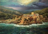 Vasil Goranov (Velingrad 1972-) Pantokratoros Monastery - oil on canvas 2020 [Mt. Athos]