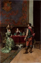 Juan Jiménez y Martín (Adanero, Province of Ávila, Kingdom of Spain 1855-1901 Madrid, Kingdom of Spain) La despedida (The farewell) - Óleo sobre lienzo 1882-min