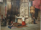 Juan Jiménez y Martín (Adanero, Province of Ávila, Kingdom of Spain 1855-1901 Madrid, Kingdom of Spain) La catedral de Ávila - Óleo sobre lienzo c.1901-min