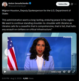 Mignon Houston, Deputy Spokesperson for the U.S. Department of State 03-08-2025 This administration wants a long-lasting, enduring peace HD