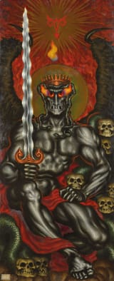 Nikolai Konstantinovich Kalmakov (Nervi, Liguria, Kingdom of Italy 1873-1955 Chelles, Seine-et-Marne, French Republic) Le Monstre à l&#039;Épée (The Monster with the Sword, panel for the Chapelle Fortin) - Oil on panel 1927