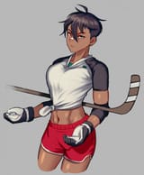 Yoko.(River.City.Girls).600.2927510 anime girl tanned tomboy abs leaf hockey