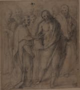 Unknown artist (Spanish 16th c.) Incredulity of saint Thomas - pencil on paper (study)